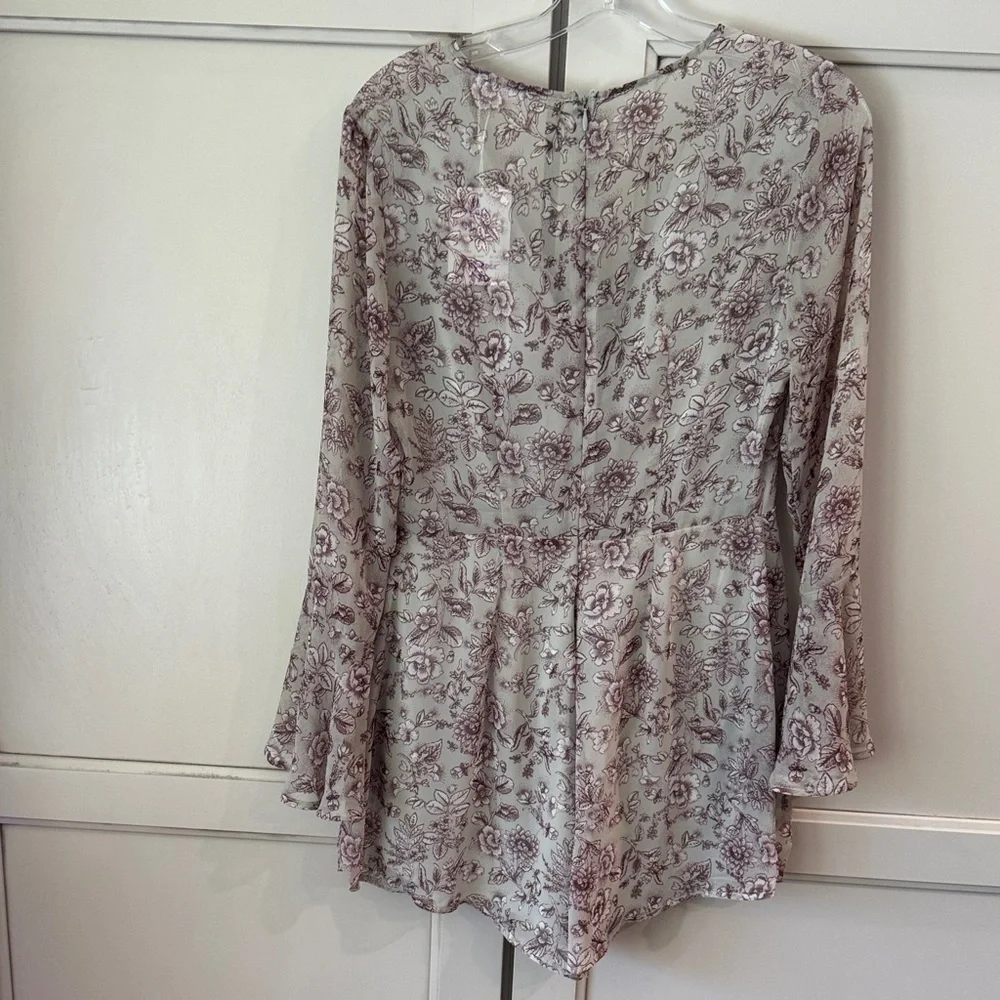 Lush Floral Romper - Cream and Purple - Picture 4 of 4